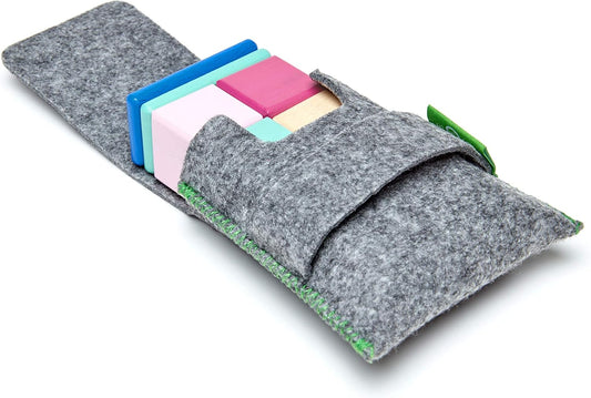 8 Piece Tegu Pocket Pouch Magnetic Wooden Block Set, Tints