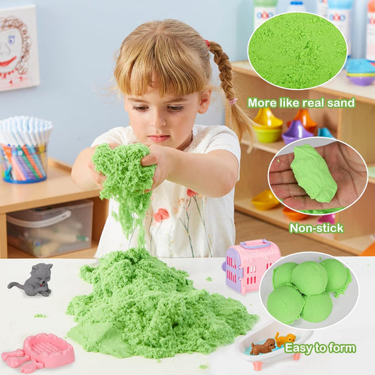 Mathea Pet Sensory Bin Kids Sensory Bins for Toddlers 1-3, Kids Sand Art Kit with Sensory Sand & Sandbox, Pretend Play Toys for Girls Boys Ages 3 4 5 6
