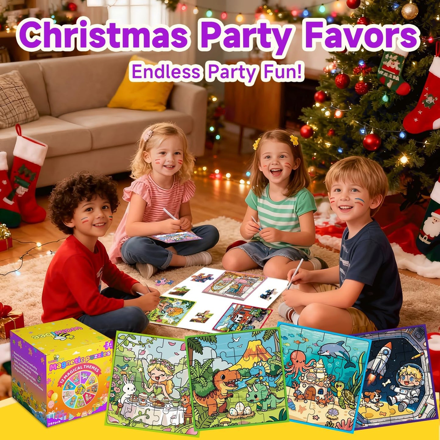 24 Pack Easter Party Favors for Kids, Magnetic Puzzle Books Bulk for Toddlers 3-5 & Kids 4-8, Goodie Bag Stuffers, Classroom Prizes, Birthday Return Valentine’s Day Gifts, Travel