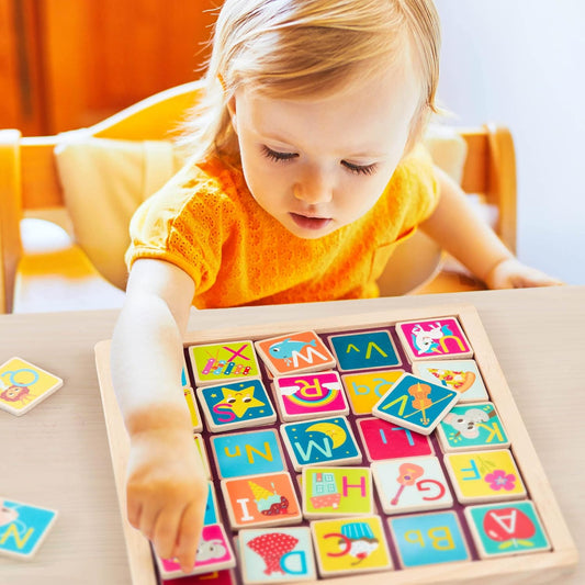 B. toys - Magnetic Alphabetic - Double-Sided Puzzle & Chalkboard - 26 Magnetic Letter-Pieces - 2-in-1 Puzzle for Kids - 3 Years +