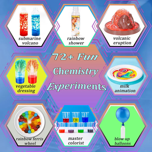 EXBEPE Science Kits for Kids 72+ Science Lab Experiments Erupting Volcano,Rainbow Rain,Artificial Snow Magic Chemistry Toy DIY Science Educational Learning Kit for Boys Girls