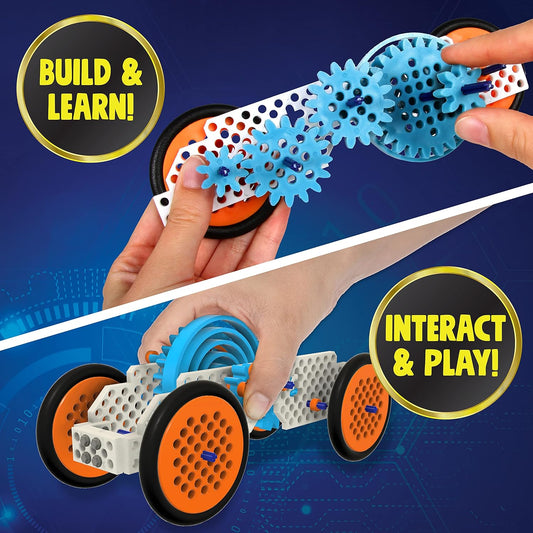 Gears & Gadgets 194pc Building Toys - Large & Small Robotic Projects - STEM Education for Kids 8-12 - Construction Kit - Engineering Activities Science