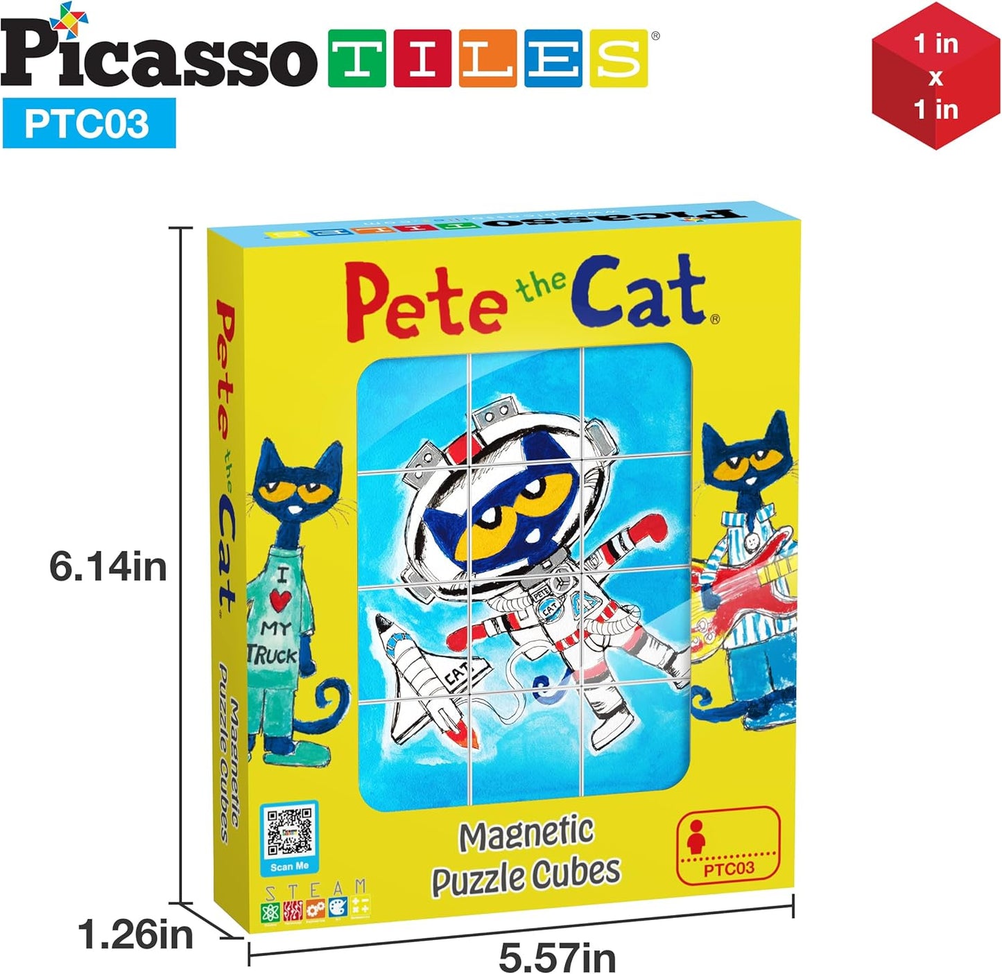 PicassoTiles Magnetic Tiles Pete the Cat Home Theme Building Blocks Double Sided Printing Toddler Magnet Toys Education STEM Learning Kit Construction Brain Development Preschool Kid Game Boy Girl 3+