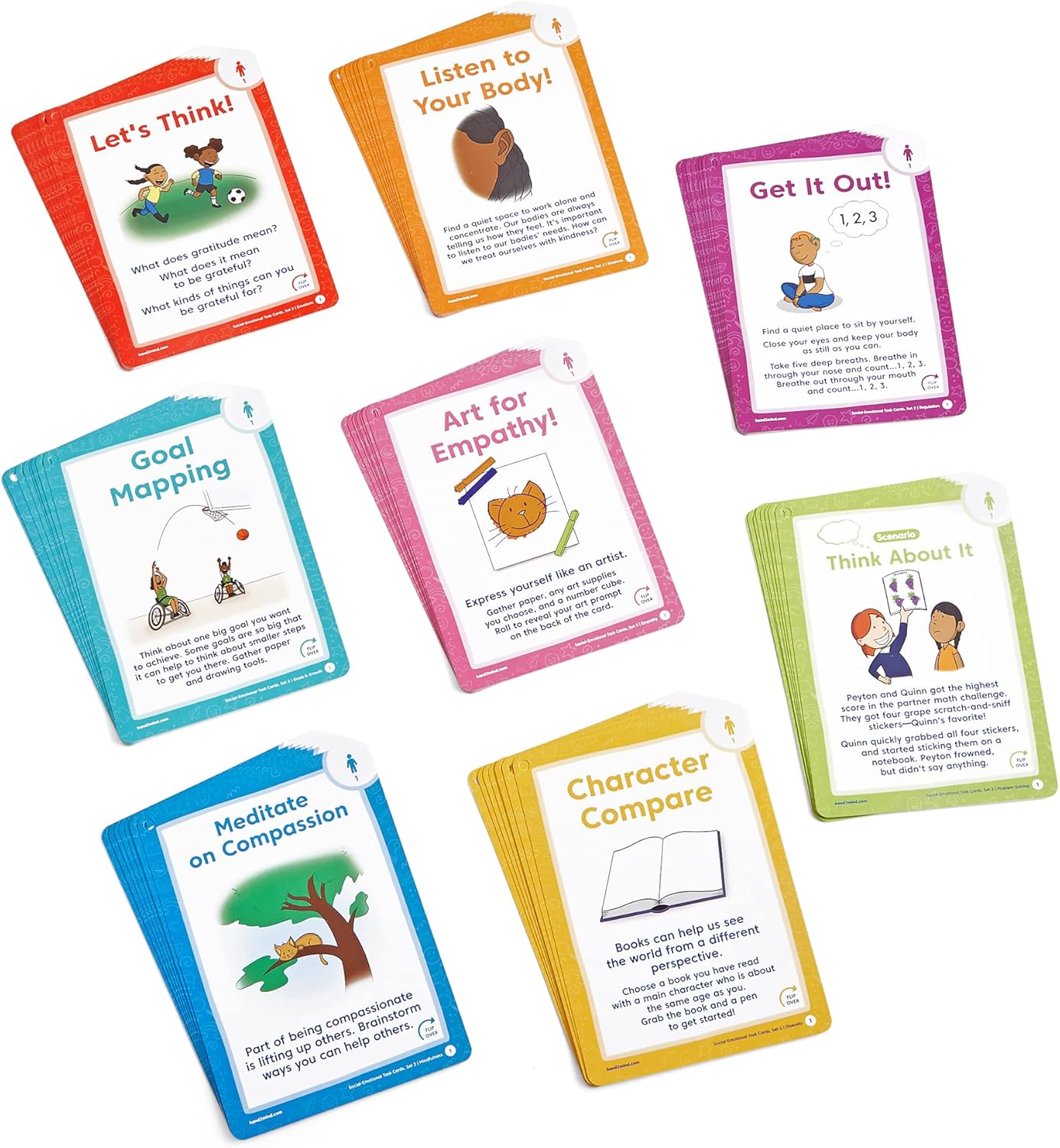 hand2mind Social Emotional Task Cards for Ages 3+, Social Emotional Learning, Play Therapy Toys for Counselors, Social Skills Activities for Kids, Conversation Starters, Emotional Regulation for Kids
