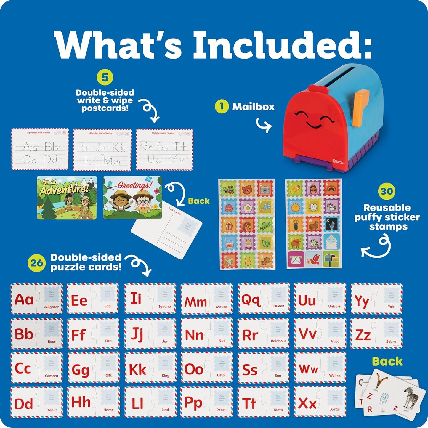 Learning Resources Alphabet Learning Mailbox - Montessori Toddler Toys, ABC Letter Tracing, Writing Practice, Manipulatives for Preschoolers, Gifts for Boys and Girls, Pretend Play, Fine Motor