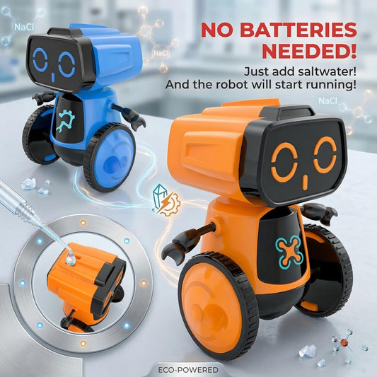 Science Saltwater-Powered Robot Kit, DIY STEM Gift Toys, No Batteries Required, Scientific Experiments, Creative Toy, Environmental Protection, for Festival & Birthday &Boys & Girls (Blue)