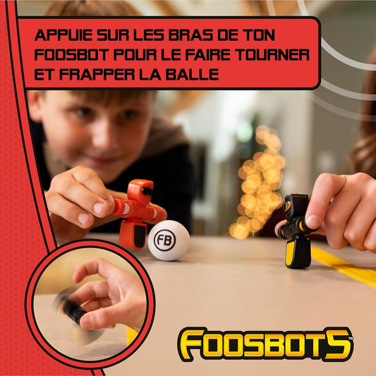 Fat Brain Toys Foosbots On the Go Tabletop Trickshot Game, 2 Player Soccer Toys, Games for Kids Ages 6+