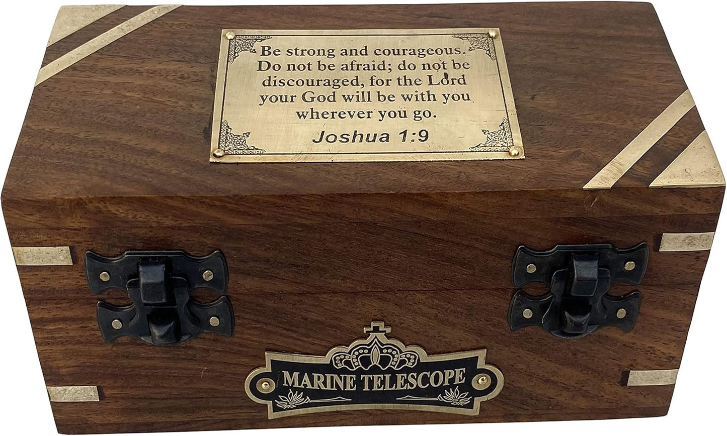 Compass with Stamped Wooden Case