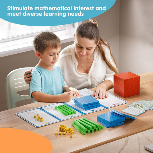 Set of 2 Base Ten Blocks Plastic 306 pcs Place Value Blocks Math Manipulatives Kindergarten Counting Cubes for Kids Math Early Counting Math Toy for 1st Grade