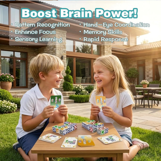 Matching Game for Kids Ages 4-8 8-12, 2 Player Family Board Games with 50 Challenge Cards, Pattern Recognition Block STEM Toys, Brain Teaser Puzzles for Adults & Teens
