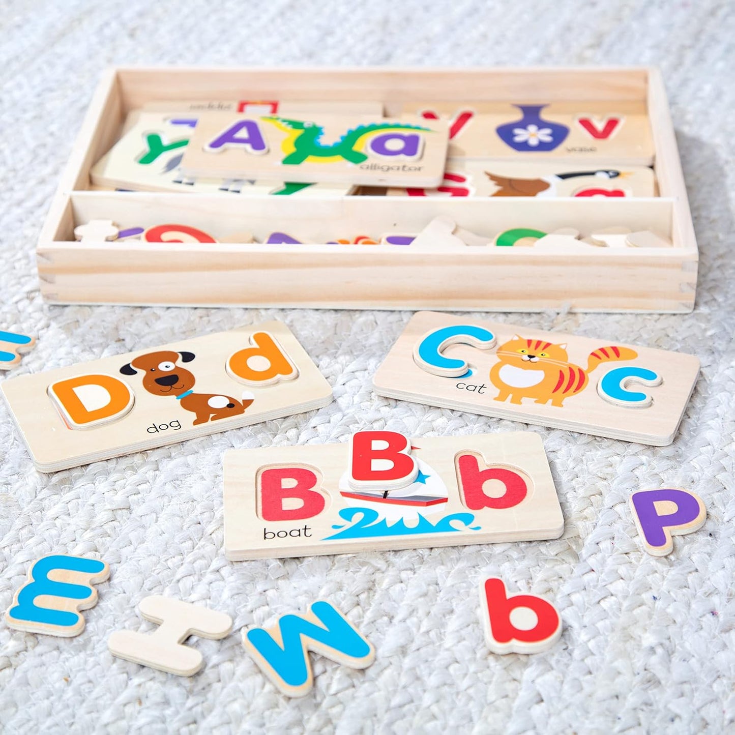 Melissa & Doug ABC Picture Boards - Educational Toy with 13 Double-Sided Wooden Boards and 52 Letters