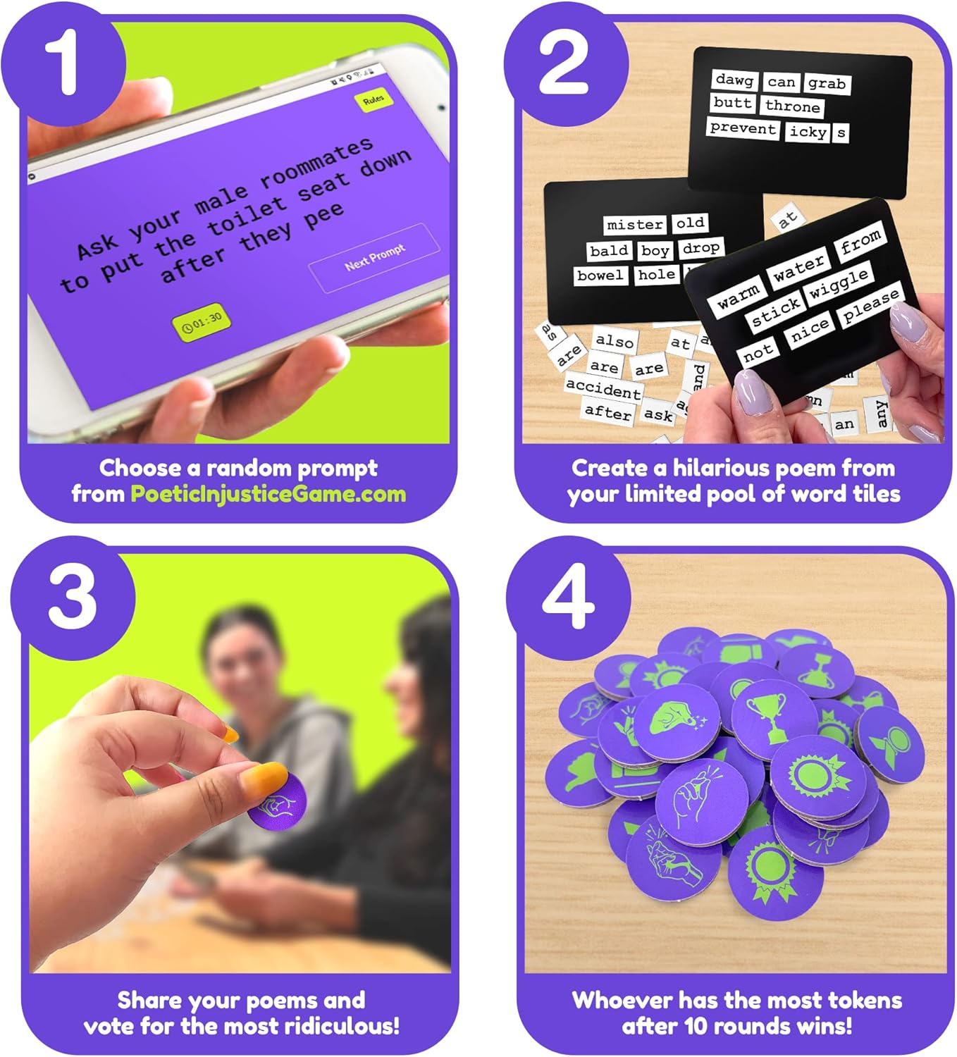 Poetic Injustice – A Magnetic Word Game Where You Make Bad Poetry for Laughs – Family Night Ideas & Fun Party Games for Ages 17+ – Spark Laughter and Create Hilarious Memories