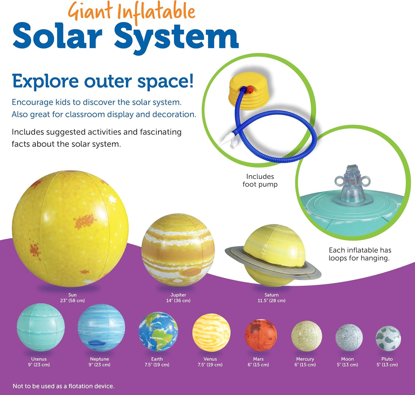 Learning Resources Giant Inflatable Solar System - Project Kit, Space and Planet Model, Constellation Classroom Globe, STEM Science Projects Gifts, Preschool , Teacher Must Haves