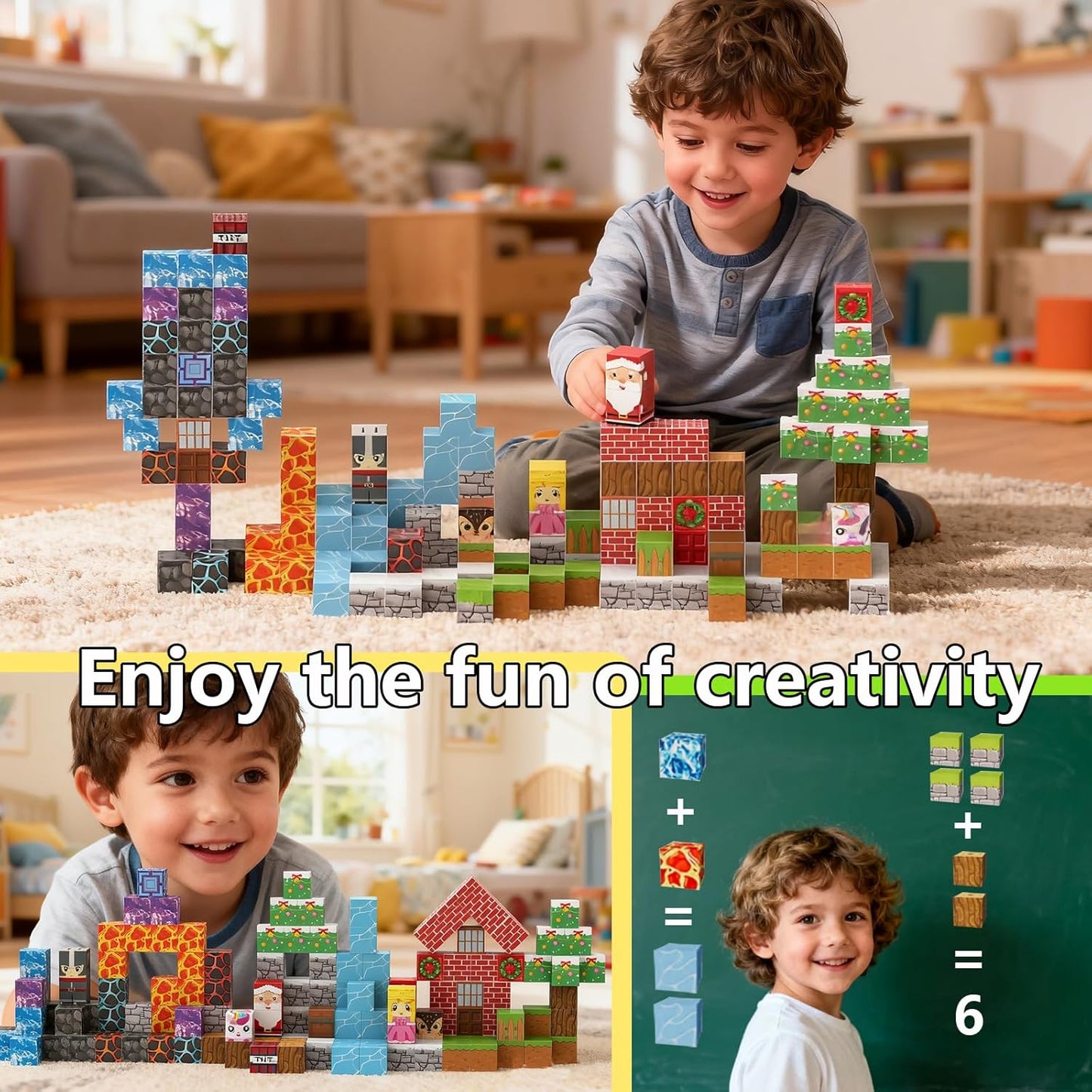 150PCS Magnetic Building Blocks with 31 Nature Designs - Water, Grass, Lava, Rock, STEM Toy for Kids Ages 3-12