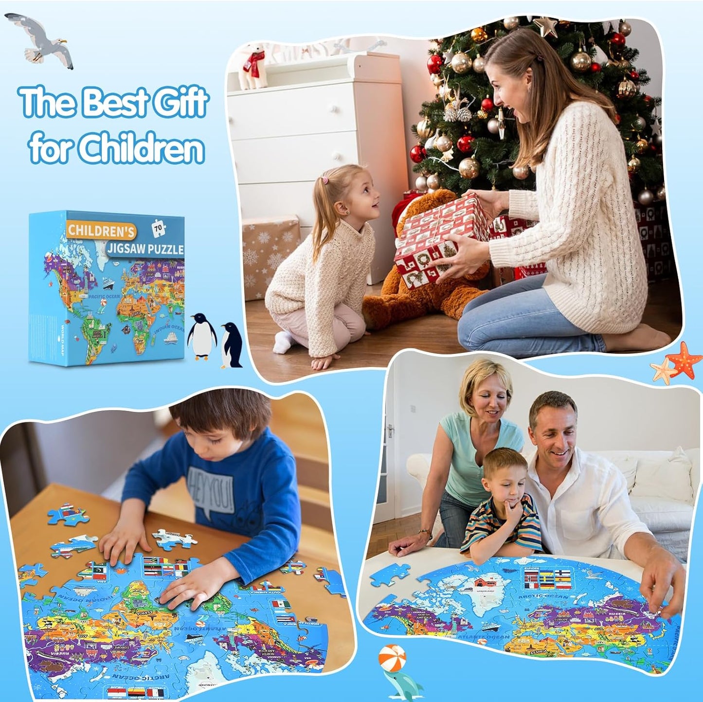 Glow-in-The-Dark Dinosaur Floor Puzzles for Kids Ages 4-6, Kids Jigsaw Puzzles Ages 6-8, 70PCS Large Round Dino Educational Puzzle Toys for 3 4 5 6 7 8 Years Old Children, Easter Gifts for Kids