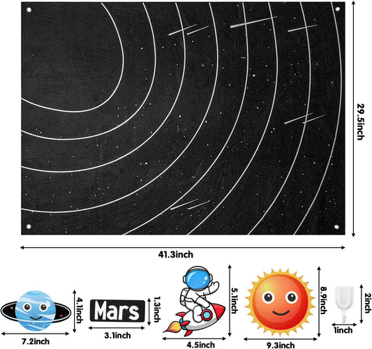 WATINC 44Pcs Outer Space Felt Story Board Set 3.5 Ft Solar System Universe Storytelling Flannel Interactive Play Kit with Hooks Astronaut Planets Alien Galaxy Reusable Wall Hanging Gift for Boys Girls