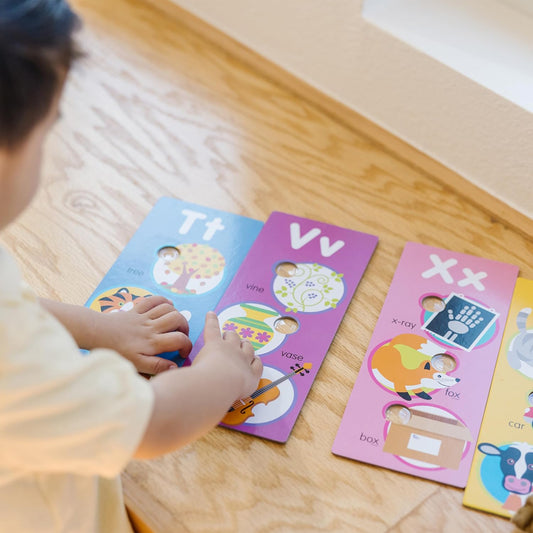 Melissa & Doug Poke-a-Dot! Alphabet Jumbo Learning Cards, 13 Double Sided Interactive ABC Flash Cards, Educational Activities for Toddlers and Preschoolers, Ages 1+