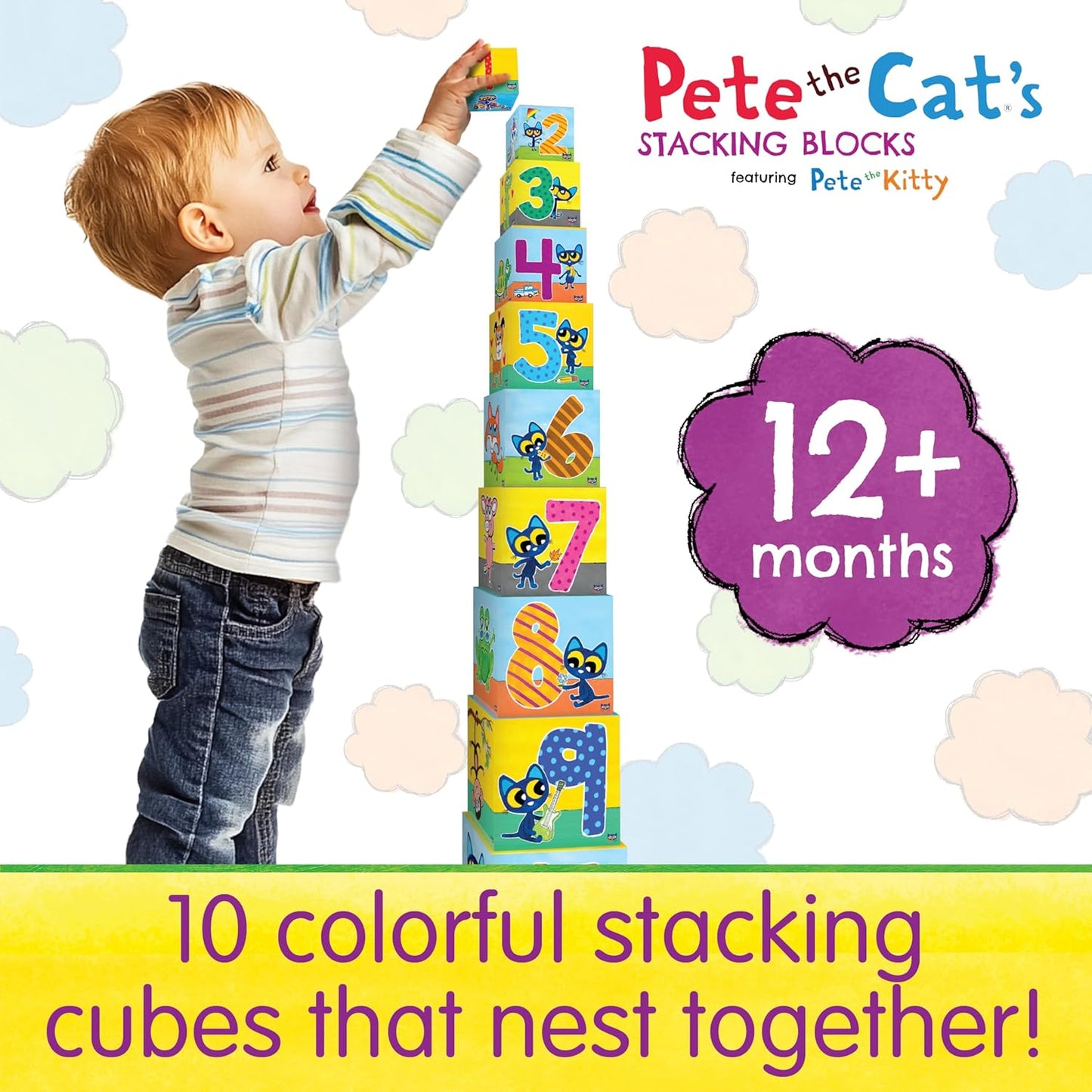 The Learning Journey Pete The Cat Stacking Blocks – 10 Colorful Nesting Cubes – Educational Toddler Toy for Ages 12 Months+ – STEM Learning & Developmental Play