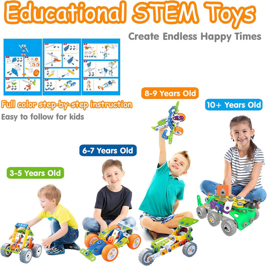 MOONTOY 11 in 1 STEM Kits Building Toys for Kids Ages 4-8 5-7, Stem Toys for 4 5 6 7 8 Year Old Boy Birthday Gift, Educational Construction Set for Boys 4-6 6-8 5-8, Creative Learning Engineering Game