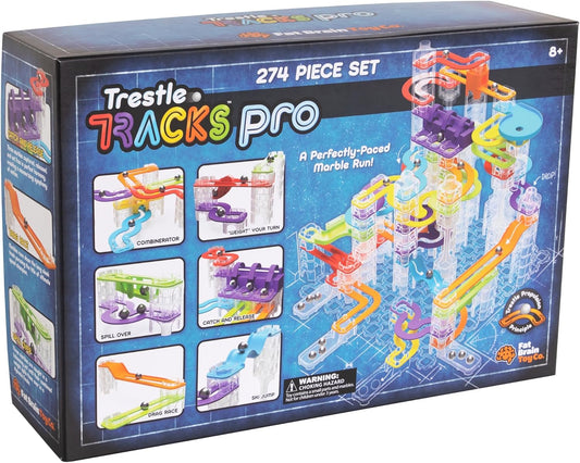Fat Brain Toys Trestle Tracks Pro Marble Run Set, 274-Piece Modular Marble Track, STEM Toys for Kids, Fun Science Kits for Girl and Boy Ages 8-13+
