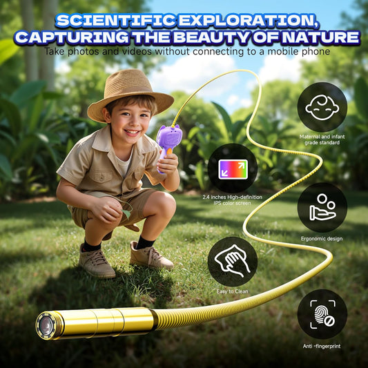 Borescope Snake Camera with Light for Kids,STEM Endoscope Educational Toy Kit,Outdoor Camping Nature Science Exploration Hoilday Birthday Gift for Boys & Girls Ages 3+ Years Old (Purple)