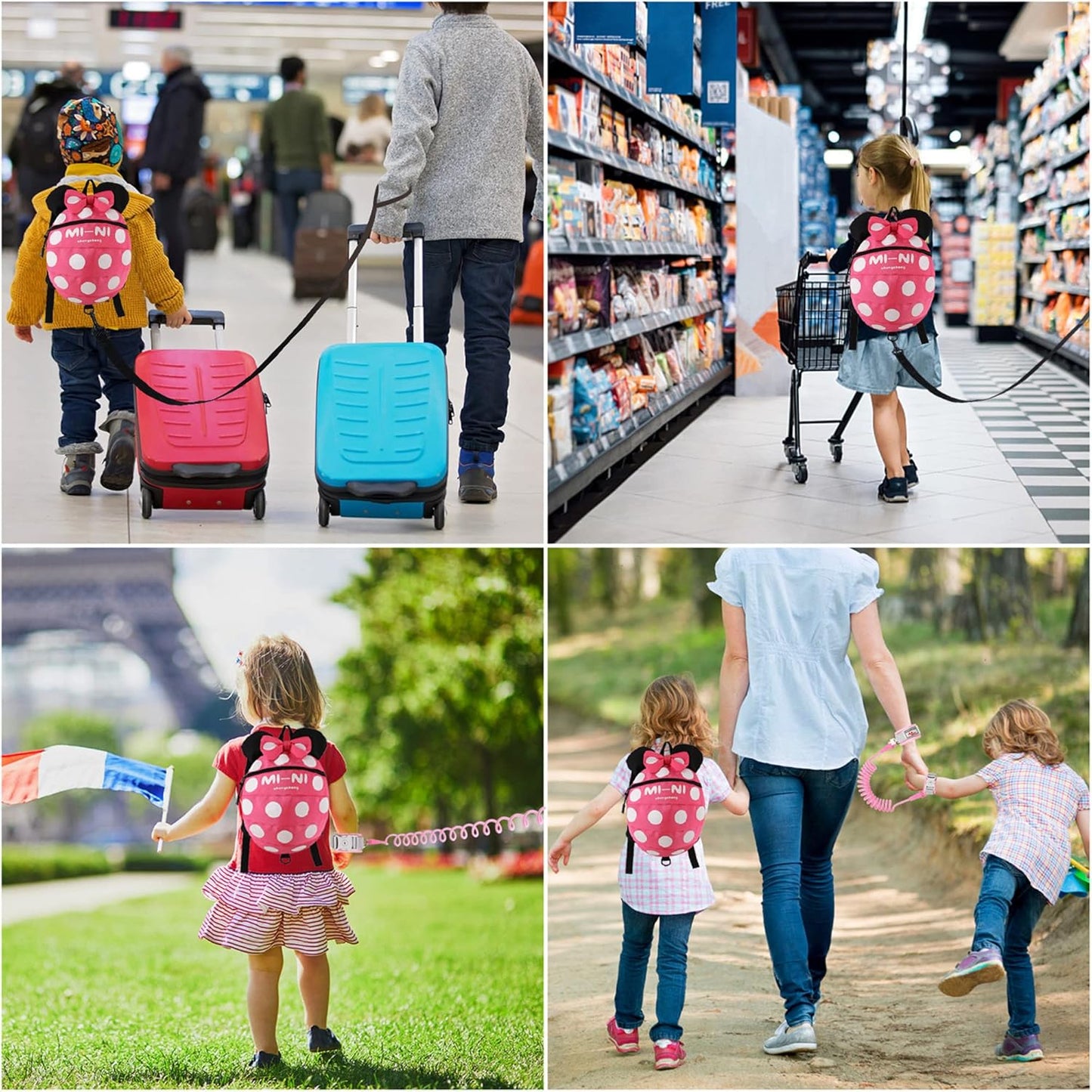 CZSYZCZS Toddlers Leash + Anti Lost Wrist Link Child Kids Safety Harness Kids Walking Wristband Assistant Strap Belt (pink)