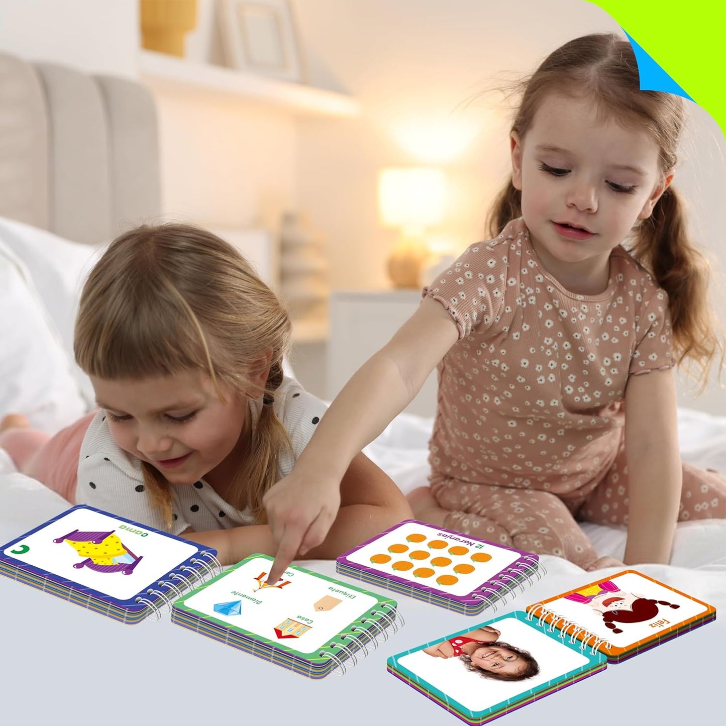 4 Preschool Learning Flipbooks, 96PCS Double Sided Printed Cards Set, Alphabet Letter A-Z, Number 1-20, Feelings and Emotions, Shapes and Colors Mini Board Books Set Early Educational Tool for Kids