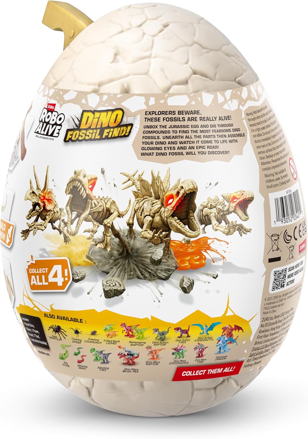 Robo Alive Dino Fossil Find - Ankylosaurus by ZURU Excavate Dinosaur Fossils Digging Kit Collectible Toy with Slime, Multi-Color, (7156E)