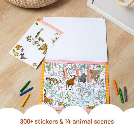 Melissa & Doug Seek & Find Sticker Pad – Animals, 400+ Stickers & 14 Scenes to Color, Search & Find Sticker Activity Pad for Coloring & Matching, Creative Learning Toys for Kids 4+ - FSC Certified