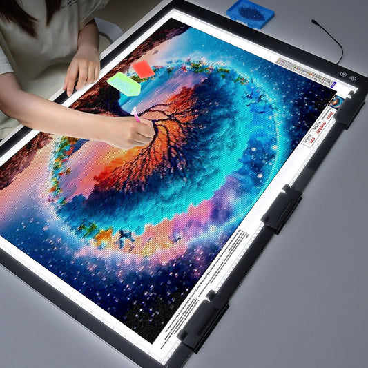 Rechargeable A3 Light Pad for Diamond Painting,Tracing Light Box with Stand and Clip,3 Colors Stepless Dimmable and 6 Levels of Brightness Light Board for Artists,Drawing,Sketching,Animation