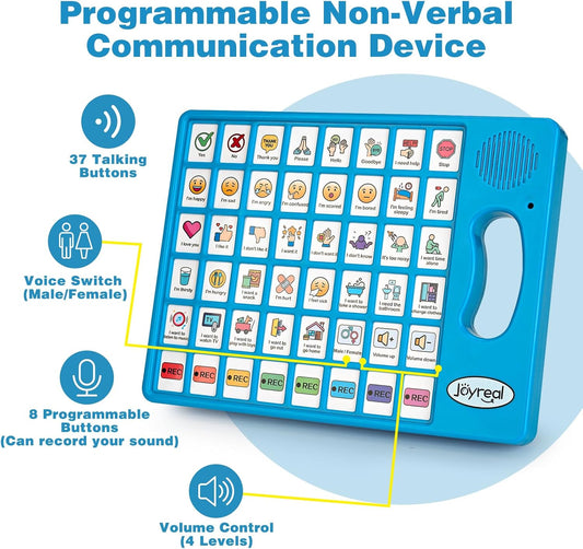 Joyreal AAC Device for Autism, Non Verbal Communication Tools for Speech Therapy & Stroke Rehab. Autism Communication Board with 5 Programmable Buttons & Adjustable Volume, Autistic Kids Must Haves