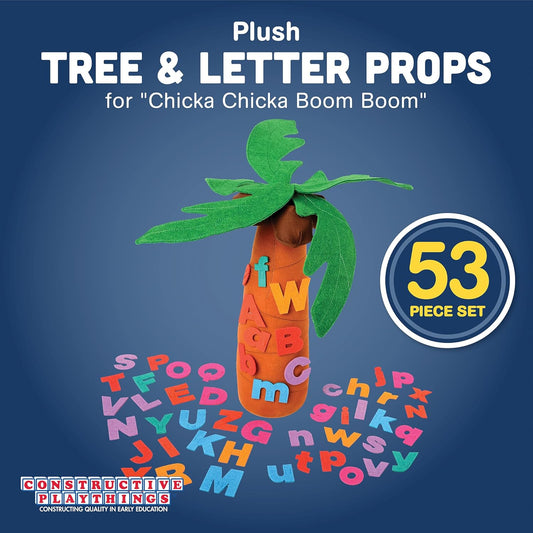Constructive Playthings Tree and Letters Props for "Chicka Chicka Boom Boom" Children's Book, 14" H Plush Tree with 26 Lowercase and 26 Uppercase Letters for Kids Ages 2+