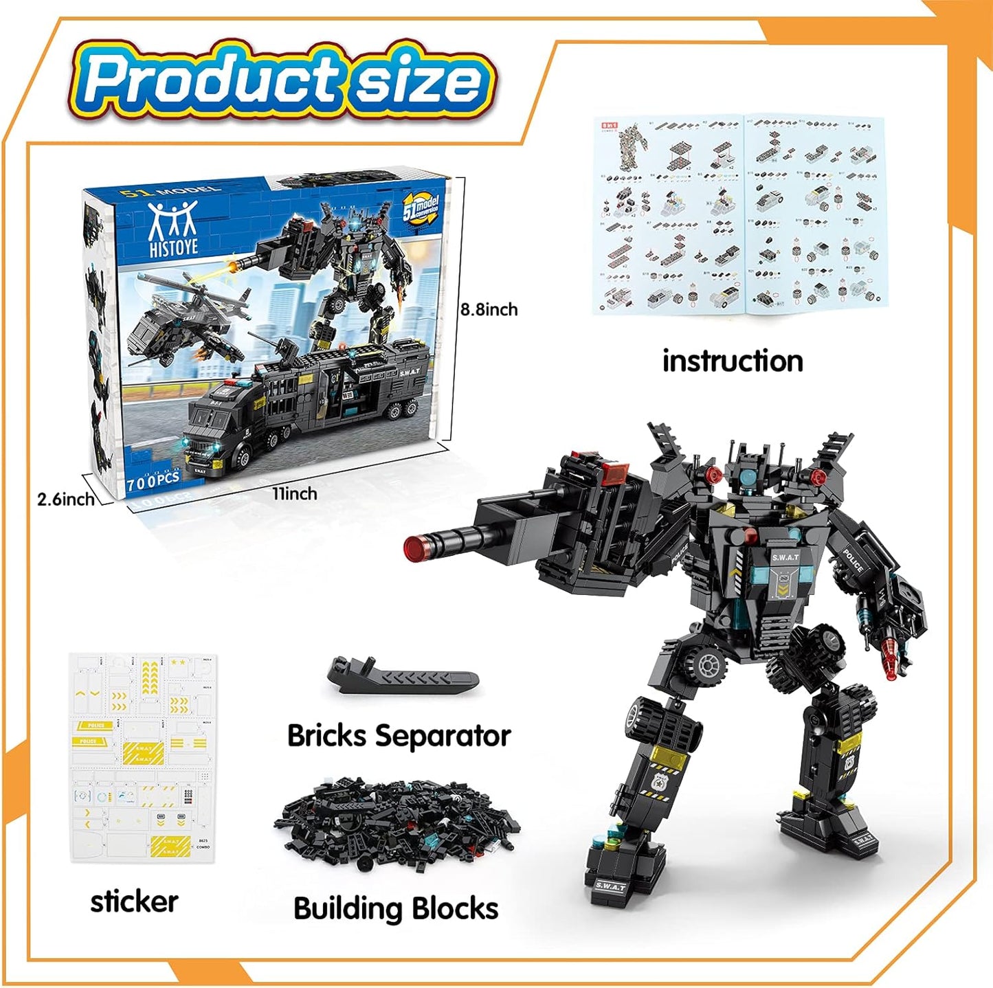 51-in-1 Robot Building Kit for Kids Stem Building Toys Erector Set for Boys 8-12 Engineering Stem Projects Construction Building Blocks Toys Gifts for Boys Kids Age 6 7 8 9 10 11 12 Year Old