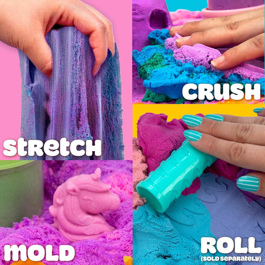 Play-Doh Sand Slime Bucket, Teal and Purple, Cotton Candy Scented, 1.5 Pounds of Play Sand in Resealable Bucket with Magical Molds on the Lid, Creativity for Kids Sensory Toys