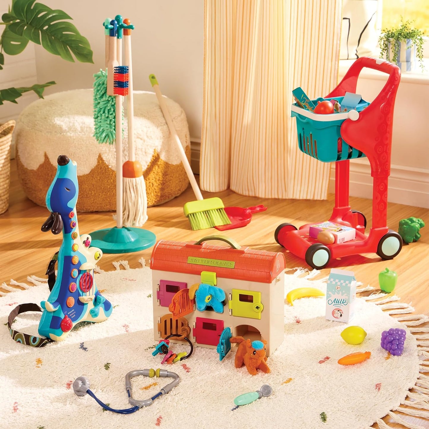 B. toys – Critter Clinic Vet Set – Pretend Play Animal Hospital Toy for Toddlers & Kids – 14 Pieces Pet Care Set with Tools & Plush Toys – 2+ Years