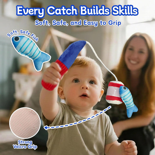 Montessori Toys for 1 Year Old, 11 in 1 Cloth Fishing Game Easter Basket Stuffers for Toddler Toys 1-3, Soft Learning Toy with Stacking Cups, Fine Motor Skills & Color Recognition for Boys & Girls