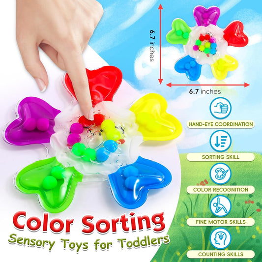Easter Basket Stuffers Color Sorting Sensory Toys, Fine Motor Skills Games for Toddlers, Montessori Preschool Outdoor Travel Learning Toys, for 3-5 Year Old Boys and Girls