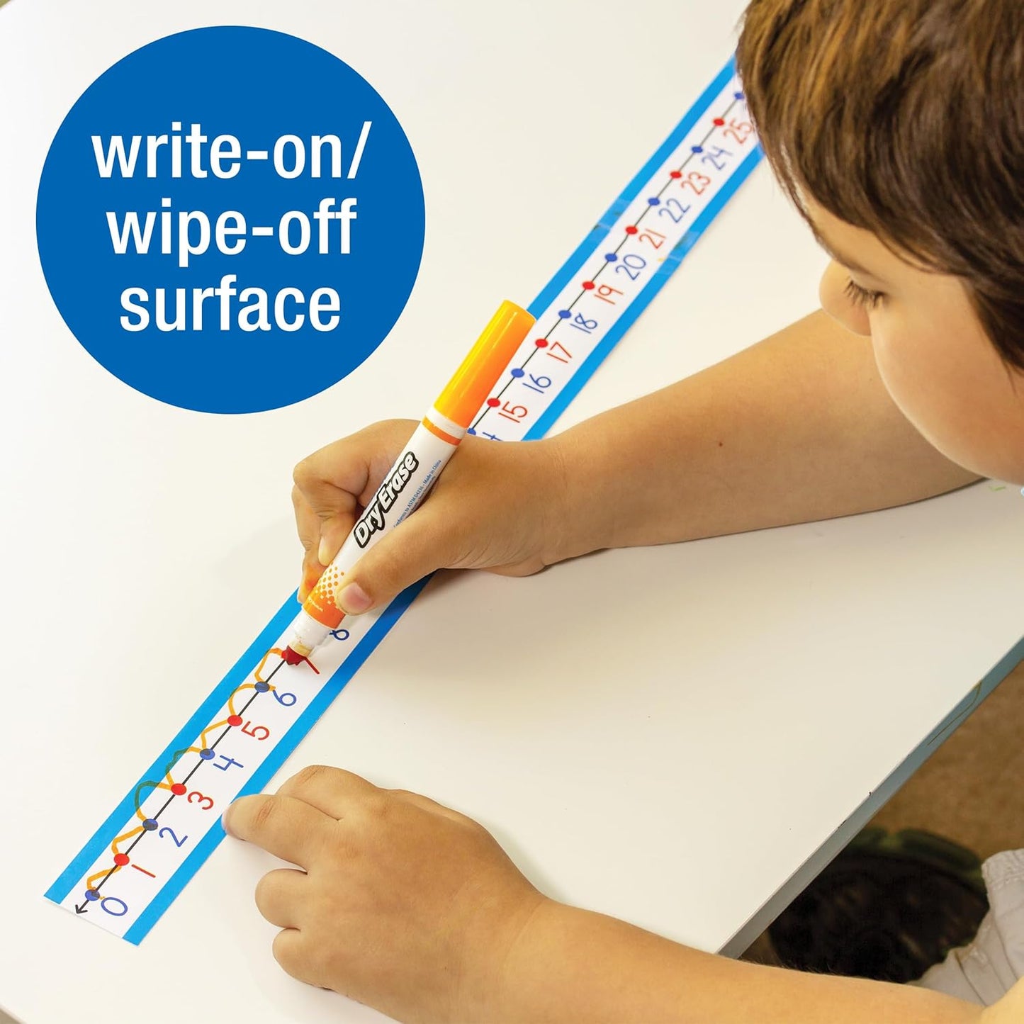 Carson Dellosa 30-Piece Number Line Set, 22" x 1.5" Dry Erase Hands-on Learning Tools With Color-Coded Numbers -20 Through 20, Math Classroom Must Haves