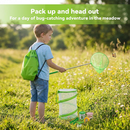 11Pack Bug Catcher for Kids, Bug Catching Kit with Extendable Bug Net, Butterfly Net, Collection Boxes, Butterfly Cage, Backpack, Outdoor Explorer Adventure Set for Boys Girls Ages 4-12