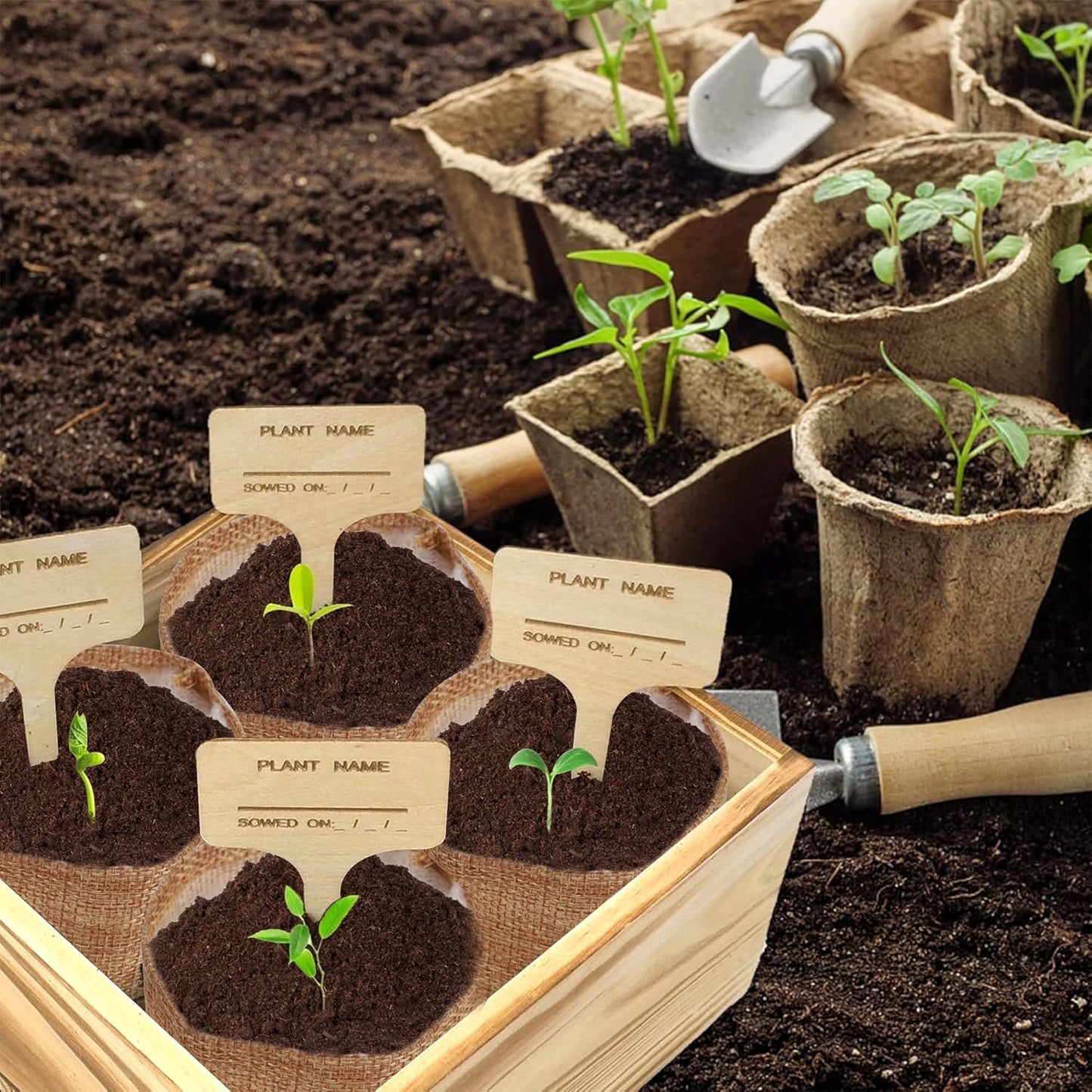 Meekear Indoor Starter 4 Kit with Complete Gardening Kit & Wooden Box, Growing into Shasta Daisy, Cornflower, Sunflower, Zinnia