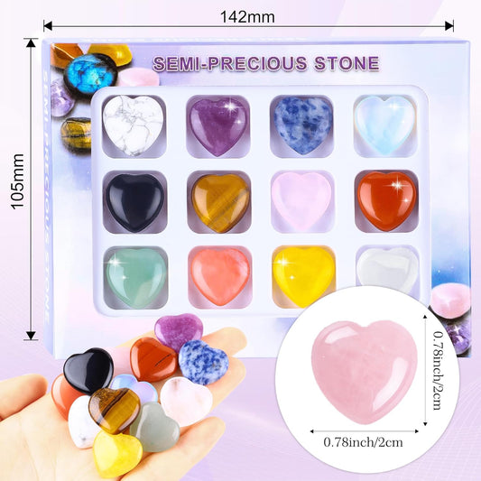12PCS Natural Star Shaped Gemstones Set 0.8inch Worry Stones Mini Star Crystal Polished Star Pocket Gems Star Shaped for DIY Meditaion Reiki Balancing Decor Rock Kids Beginners