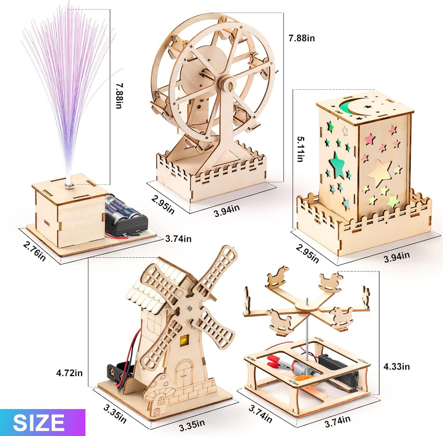 Yutin 5 Individual STEM Science Kits for Kids, Wood Arts and Craft Kits, STEM Toys for Boys Girls Age 8-12 8 10 12 13 14 Birthday Gift Idea, 3D Puzzles Building Engineering Model Set