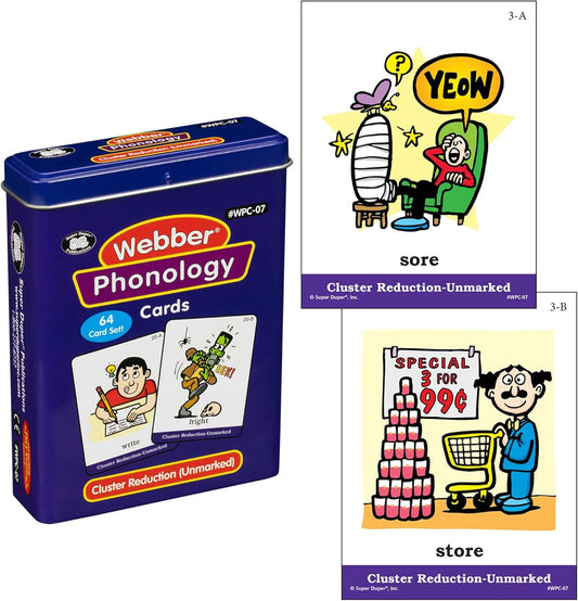 Super Duper Publications | Webber® Phonology Cards - Cluster Reduction - Unmarked | Speech Therapy - Phonology Flashcards | Educational Learning Resource for Children