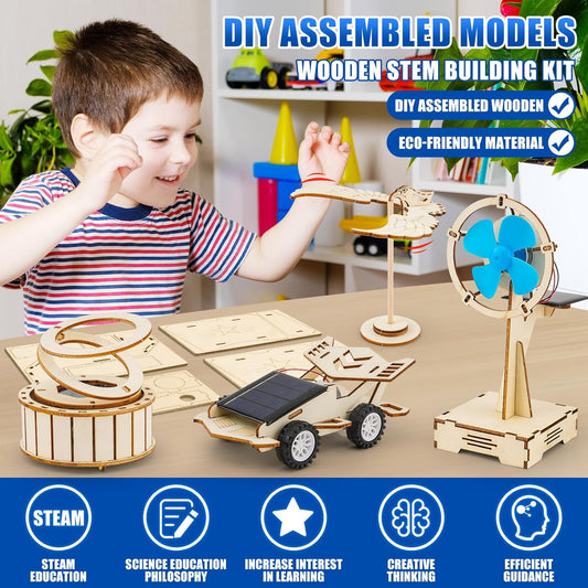 8 in1 STEM Science Kit for Kids Age 8-14, Wooden Physics Experiments & Solar Engineering Kits, Build Solar Car, Anti-Gravity Device, Telescope, Periscope & Dinosaur Claw, Gifts for Boys Girls