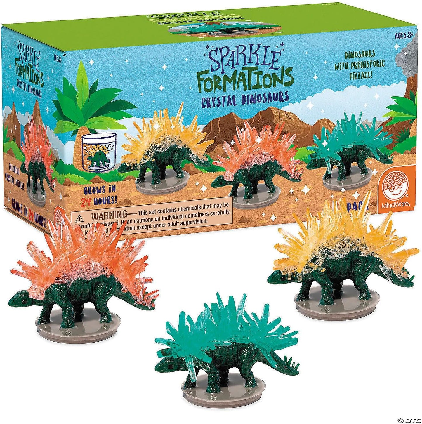 MindWare Sparkle Formations Grow Crystal Dinosaurs Science Kit – Grow Your Own Shimmering Crystal-Covered Dinosaurs, Hands-On STEM Experiment for Kids, Ages 8+