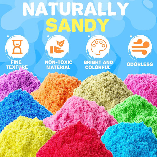 Guuozzli Play Sand for Kids,6.6lbs of 10 Colored Magic Sands,Sensory Toy Sand Art Kits for Boy Girl Kids