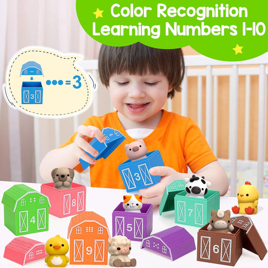 Learning Toys for 1,2,3 Year Old, 20 Pcs Safari Animals Toy, Counting Skill, Color Matching, Montessori Toys, Christmas Birthday Easter Educational Gift for Baby Toddler Boys Girls Age 12-18 Months