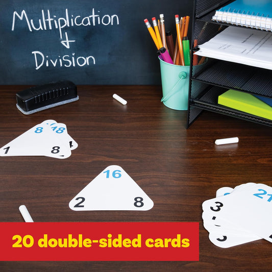 Learning Advantage Original Triangle Flash Cards | Multiplication and Division | Set of 20 | Math Games and Flash Cards | Home or Classroom Math