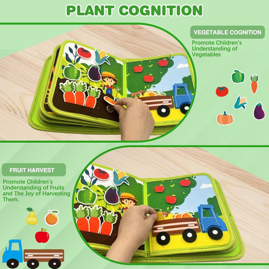 Busy Book for Toddlers, Montessori Toys Busy Board for Toddlers, Birthday Gifts for Boys & Girls, Quiet Activity Book with Life Skills, Cognition, Sorting - Autism Sensory busy book, Travel toys