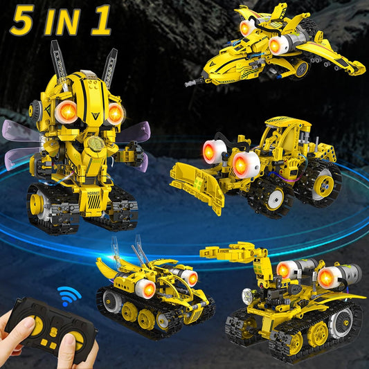 Ivrmtal Robot Building Toys for Kids, 5-in-1 Remote & APP Controlled STEM Building Set for Boys Age 8-12 Technic Coding Robotic Kit Led-Lights Easter Gift for Kids Age 8 9 10 11 12 13 14+ (673pcs)